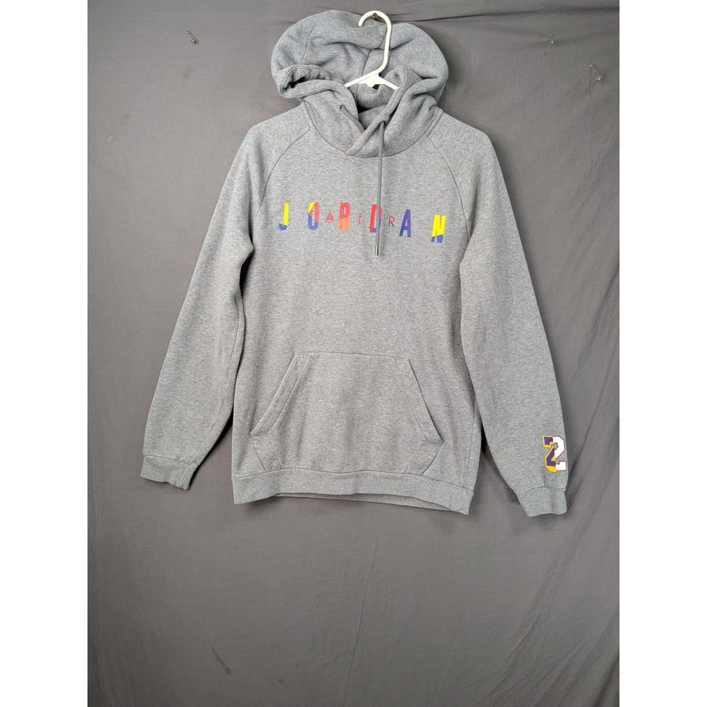 Jordan Mens Multi-Color Logo Pullover Hoodie Gray Size Small 7605